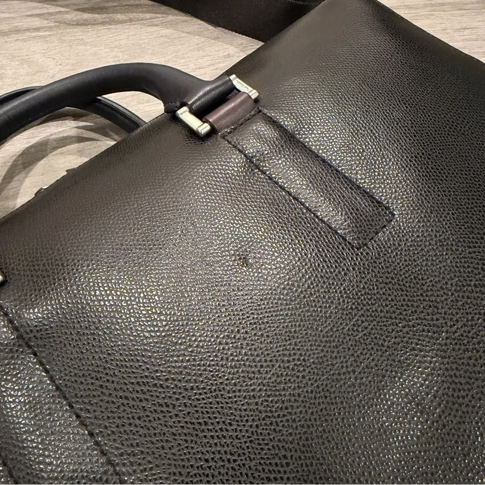Paul Smith Black Pebbled Leather Slim Folio Briefcase Laptop Bag